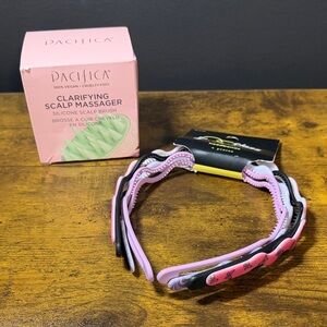 Pacifica Clarifying and Scalp Massager And set of 4 Headbands.